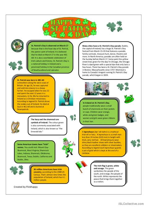 St Patricks Day Facts English Esl Worksheets Pdf And Doc