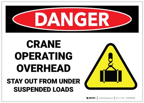 Danger Crane Operating Overhead Stay Out From Under Suspended Loads