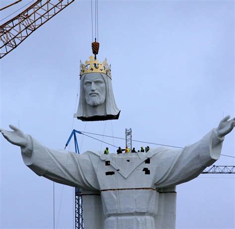Denkmal Polen Bauen Gewaltige Christus Statue Nahe Grenze Welt
