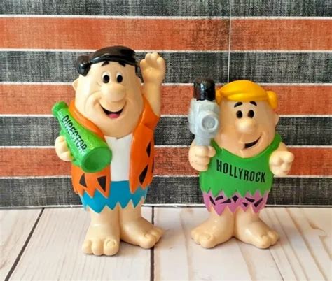 Vintage Fred Flintstone Barney Rubble Figure Lot Director Hollyrock 90