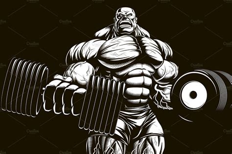 Bodybuilder With Barbell By Mark2000 On Creativemarket Free Vector