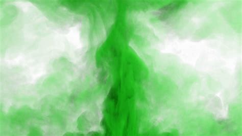 Green spreading colored smoke 3D animation. Abstract inky swirling
