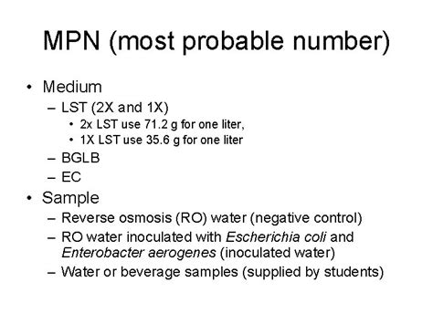 The Method Of Most Probable Number Mpn Mpn
