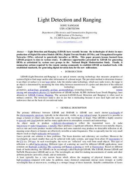 If after the proofs, paper length exceeds the suggested values (see submit a paper section), authors will be asked to pay an extra page charge of 175 us dollar for each. Lidar in-ieee-format