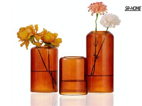 Bud Vases In Bulk Modern Small Medium Amber Bud Vases For Home Decor Flowers Hand Blown