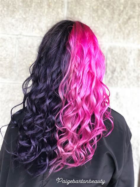 Pink Half And Half Hair Split Dyed Hair Pink Hair Dye Half And Half