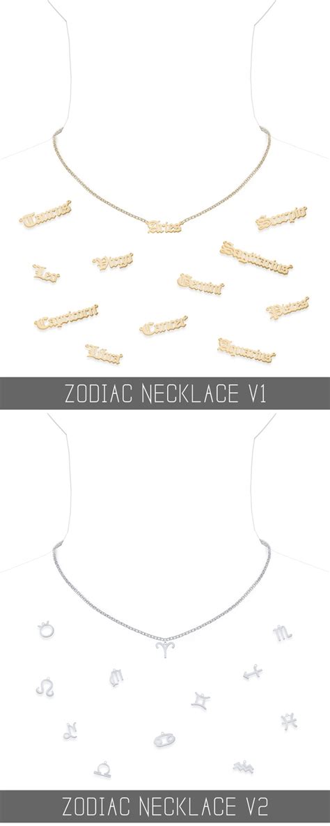 Zodiac Necklace V1 And V2 Simpliciaty Sims 4 Piercings Zodiac