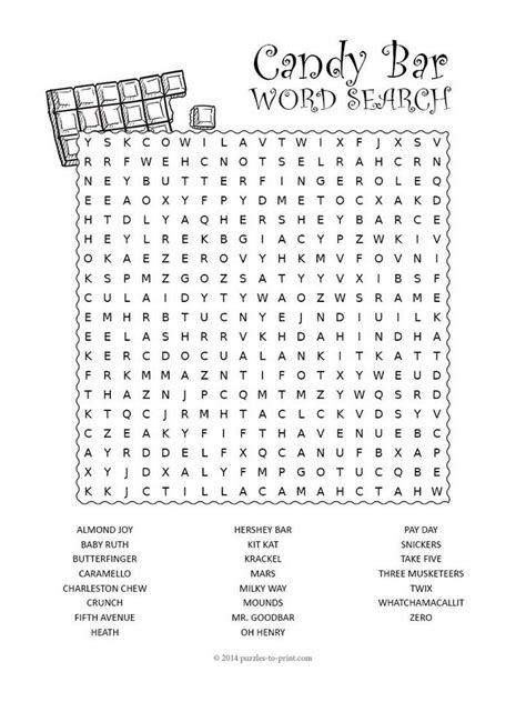How Many Delicious Things Can You Find In This Candy Bar Word Search