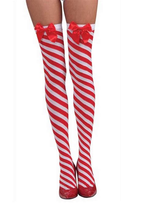 Candy Cane Striped Stockings For Christmas Thigh High Stockings Striped Stockings Red And