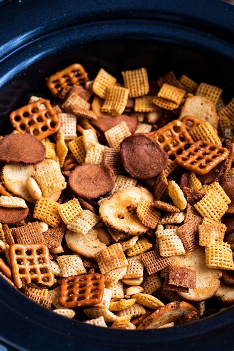 Slow Cooker Bold Chex Mix Recipe The Chunky Chef