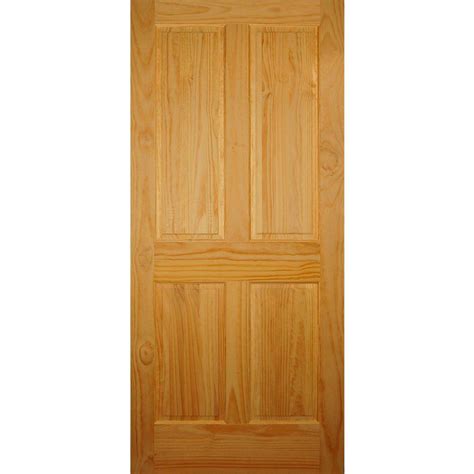 Builders Choice 36 In X 80 In Left Handed 4 Panel Solid Core Pine