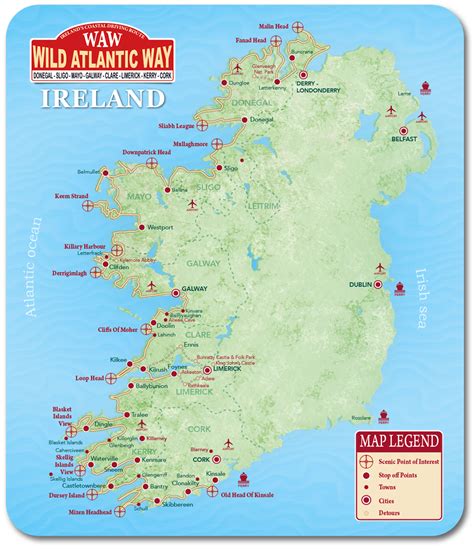 Wild Atlantic Way Map Coaster Real Ireland Picture Press