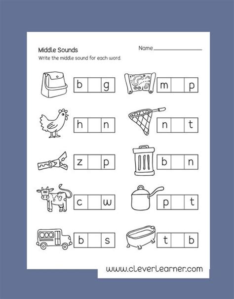 Middle Sounds Reading Worksheets For Children Letter Sound Activities