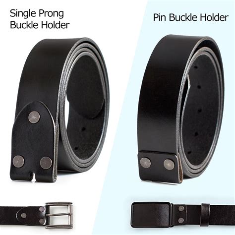 Mens Belt Full Grain Leather Strap Black Interchangeable Buckle 15in