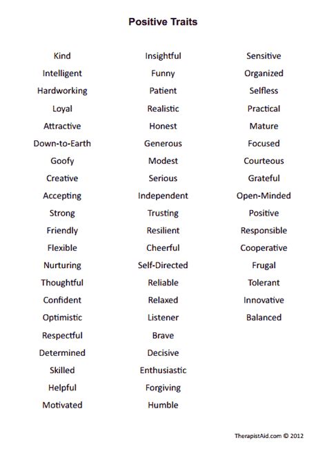 Positive Words To Describe Personality Characteristics