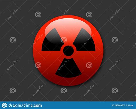 Red Button With Symbol Of Radioactivity And Radioactive Radiation Stock