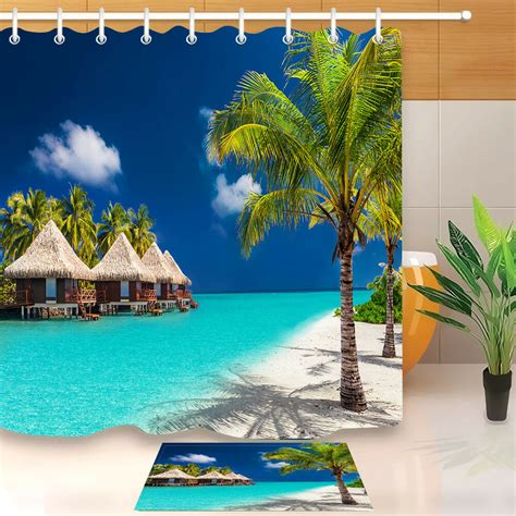 Select the department you want to search in. Tropical Beach View Room Polyeaster Fabric Bathroom Mat ...