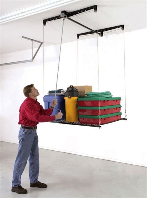 Furniture Awesome Garage Ceiling Storage System With Pulled Up And Down