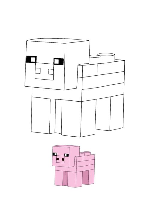 Minecraft Lego Pig Coloring Pages - 2 Free Coloring Sheets (2021) in