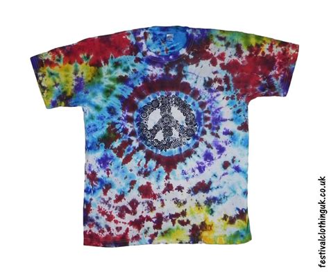 Tie Dye Cotton T Shirt Peace Sign Large Festival Shirts And Tops