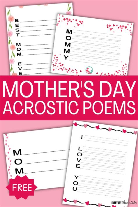 Mothers Day Acrostic Poem Templates Pdf Download