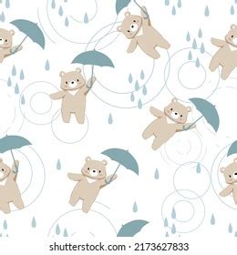 Bears Parasol Rainy Day Vector Graphic Stock Vector Royalty Free