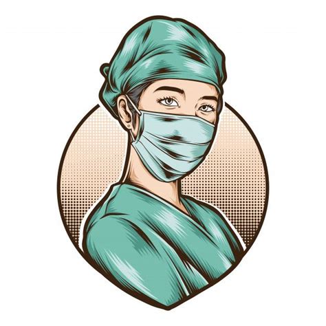 Female Nurse Wear Medical Uniform Vector Doctor Drawing Nurse Art