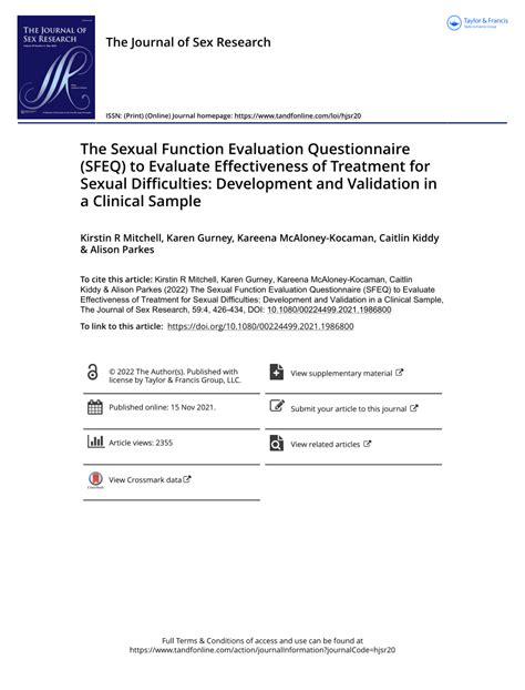 Pdf The Sexual Function Evaluation Questionnaire Sfeq To Evaluate