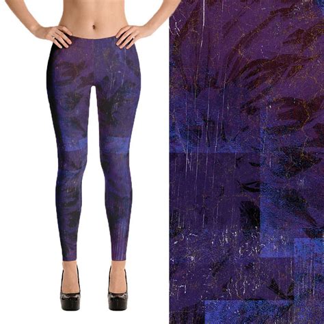 Abstract Purple Black Floral Texture Leggings I Own These And