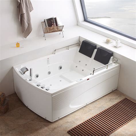 Supply 2 Persons Acrylic Massage Bathtub With Control Panel And Bubble