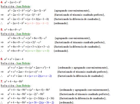 Algebra De Baldor Descomposición Factorial Trinomio Cuadrado Perfecto
