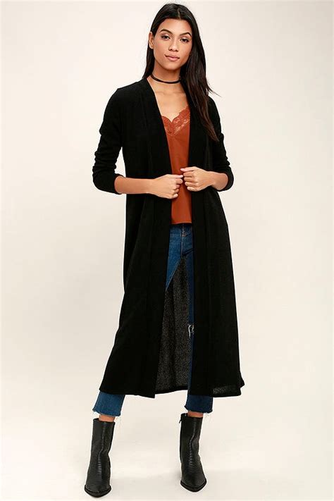 chic black cardigan long cardigan sweater open front cardigan 45 00