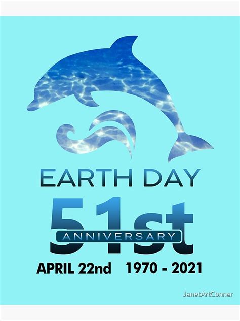 Earth Day 51st Anniversary Dolphin 2021 Poster By Janetartconner