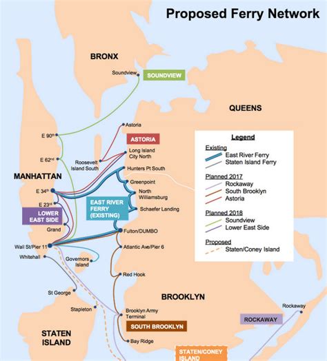 Overview Map Of Ferries In New York City United States Stock