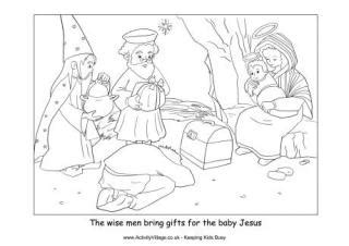 The visit of the magi; Nativity Colouring Pages