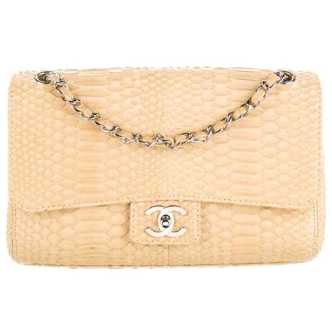 Chanel Yellow Snakeskin Exotic Silver Leather Medium Evening Shoulder