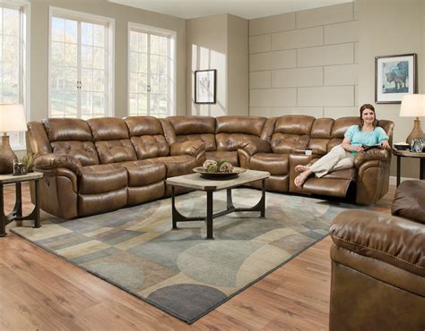 Homestretch Living Room Leather Sectional With 4 Recliners 155