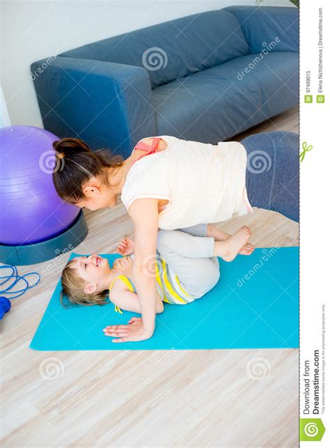 mother is doing exercises stock image image of mother 97469015