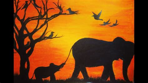 african sunset painting||how to draw easy african sunset by pastels||painting||landscape - YouTube