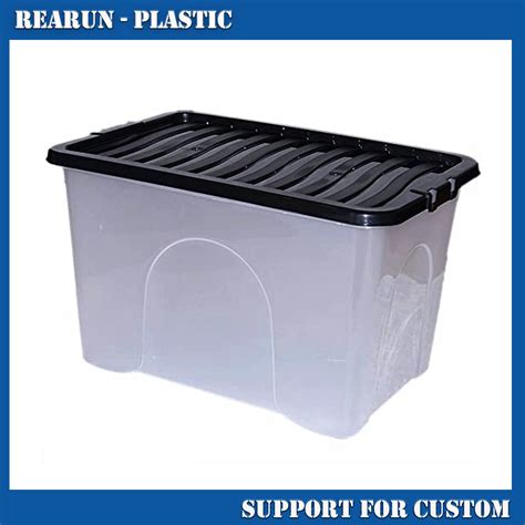 Customized 35 L 50l 60 Liter Plastic Clear Storage Box With Lid Storage