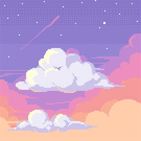 8bit Cloud And Kawaii Image Pixel Art Landscape Pixel Art Design