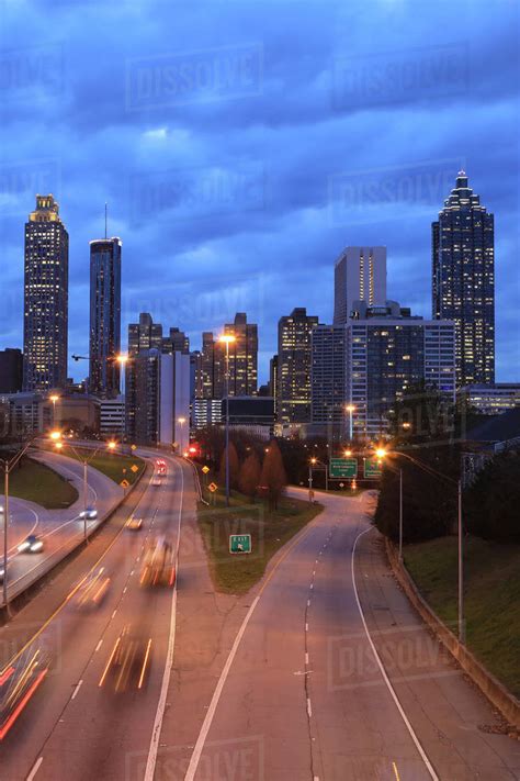 A Vertical Of Atlanta Georgia Skyline At Sunset Stock Photo Dissolve
