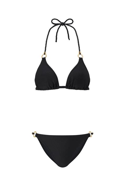 Heidi Klein Ring Triangle Bikini In Black Core Swimwear Collection Heidi Klein Uk Store
