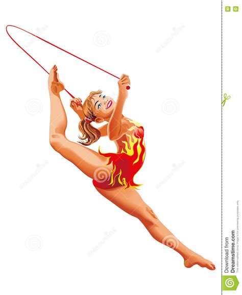 Le Danseur De Corde Et Le Balancier Illustration - Jeux De Sportive D'athlètes De Corde De Gymnastique Rythmique