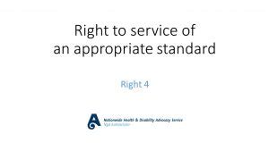 Code Of Rights Right To Services Of An Appropriate Standard