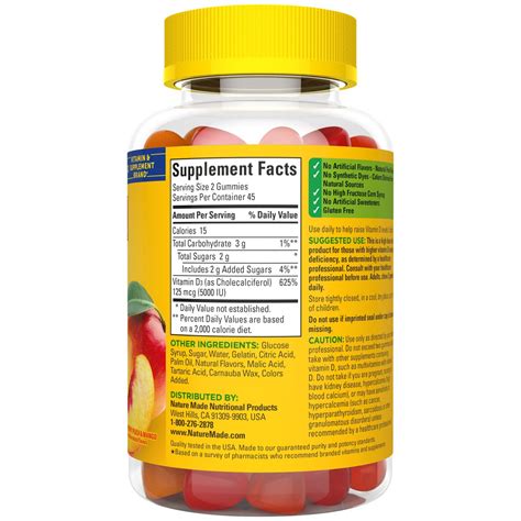 Nature Made Extra Strength Vitamin D3 5000 Iu 125 Mcg 90 Gummies