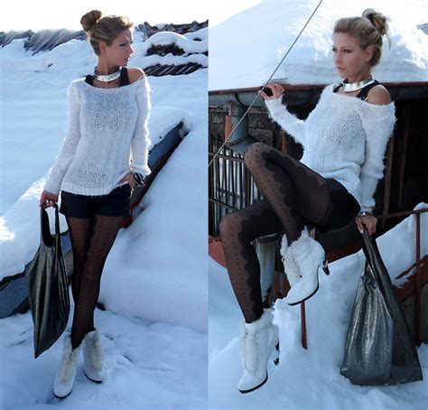 Sirma Markova Stradivarius Sweater Terranova Leather Shorts Bershka