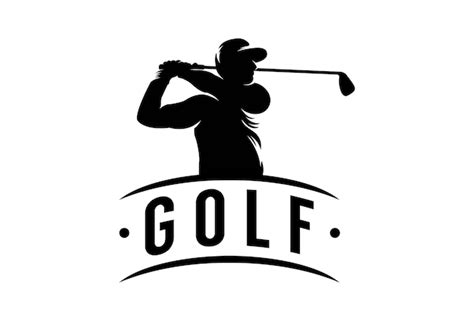 Logo De Golf Con Silueta De Persona Balanceando Palo De Golf Vector