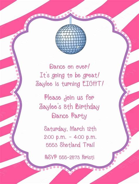 Dance Party Invitations Printable Free Printable Templates