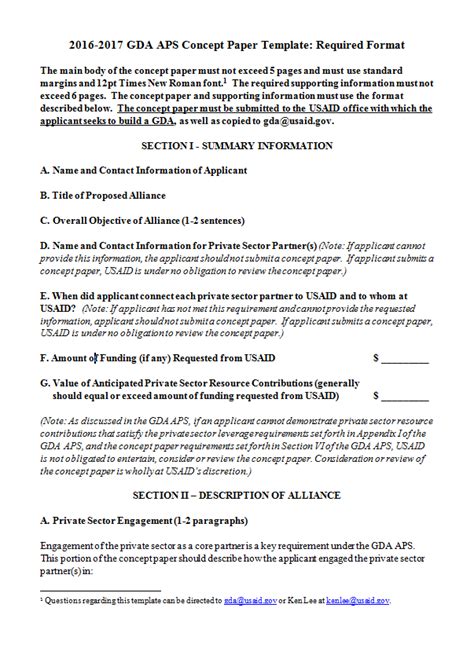 Find concept note format, how to write a concept note for research, concept note sample pdf, concept note . 2016-2017 GDA APS Concept Paper Template | U.S. Agency for ...